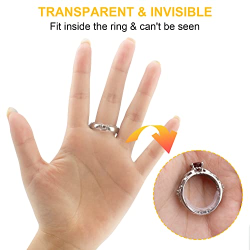 Ring Sizer Adjuster for Loose Rings, 16 Pack 8 Sizes Silicone Invisible Ring Size Reducer Guards for Men Women Wide Band Rings