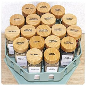 JARXSUN 24 Pcs Spice Jars with Bamboo Lids-4oz Glass Spice Jars with 4 of Sets Labels and Shaker Lids (24, 4 oz)