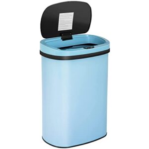 NiamVelo 13 Gallon Kitchen Trash Can Bathroom Trash Can Automatic Sensor Stainless Steel Trash Can Garbage Can with Lid by 4xC Batteries for Kitchen, Bathroom,Rest Room,Office (Blue)