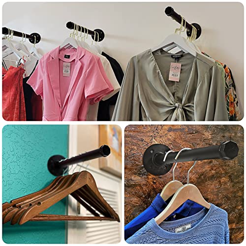 Pintuson 6 Pcs Industrial Pipe Clothes Bar 12 Inch - Wall Mount Clothing Rack - Face Out Wall Clothing Rods for Commercial Retail Boutique Shirt Display