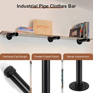 Pintuson 6 Pcs Industrial Pipe Clothes Bar 12 Inch - Wall Mount Clothing Rack - Face Out Wall Clothing Rods for Commercial Retail Boutique Shirt Display