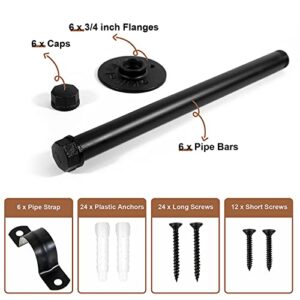 Pintuson 6 Pcs Industrial Pipe Clothes Bar 12 Inch - Wall Mount Clothing Rack - Face Out Wall Clothing Rods for Commercial Retail Boutique Shirt Display