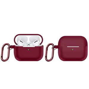 SaharaCase Silicone Case for Apple AirPods Pro 2 (2nd Generation) [Rugged] Full Body Protection Antislip Grip Slim with Keychain (Burgundy)