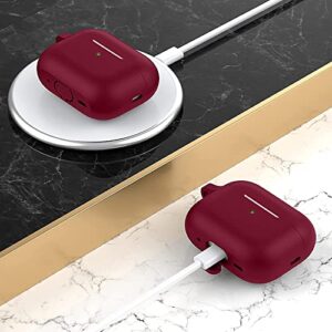 SaharaCase Silicone Case for Apple AirPods Pro 2 (2nd Generation) [Rugged] Full Body Protection Antislip Grip Slim with Keychain (Burgundy)