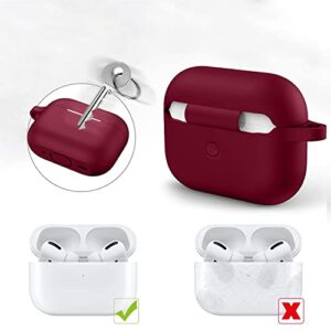 SaharaCase Silicone Case for Apple AirPods Pro 2 (2nd Generation) [Rugged] Full Body Protection Antislip Grip Slim with Keychain (Burgundy)