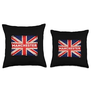 Great Britain Men Women Children Manchester England Britain United Kingdom Souvenir Flag Throw Pillow, 16x16, Multicolor