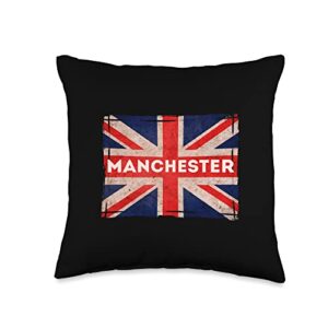 great britain men women children manchester england britain united kingdom souvenir flag throw pillow, 16x16, multicolor