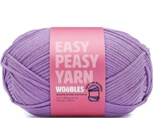 the woobles easy peasy yarn, crochet & knitting yarn for beginners with easy-to-see stitches - yarn for crocheting - worsted medium #4 yarn - cotton-nylon blend