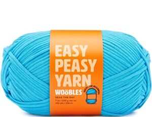 the woobles easy peasy yarn, crochet & knitting yarn for beginners with easy-to-see stitches - yarn for crocheting - worsted medium #4 yarn - cotton-nylon blend