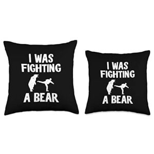 Feel Better Get Well Soon Gifts For Women Men Kids I Was Fighting A Bear After Surgery Recovery Leg Broken Arm Throw Pillow, 16x16, Multicolor