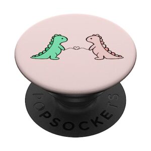 funny and cute dinosaur t rex green dino and pink for girls popsockets standard popgrip