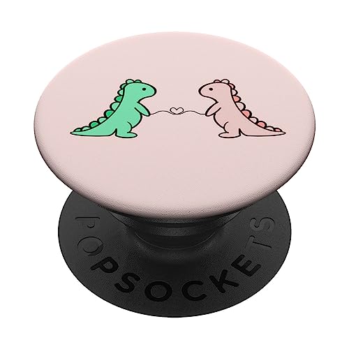 Funny And Cute Dinosaur T Rex Green Dino And Pink For Girls PopSockets Standard PopGrip