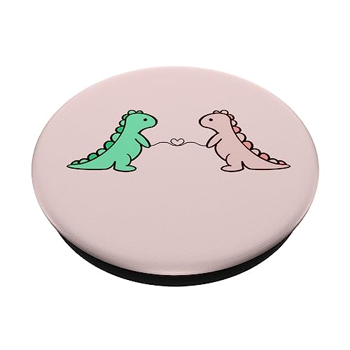 Funny And Cute Dinosaur T Rex Green Dino And Pink For Girls PopSockets Standard PopGrip