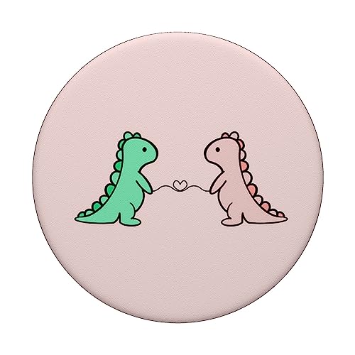 Funny And Cute Dinosaur T Rex Green Dino And Pink For Girls PopSockets Standard PopGrip