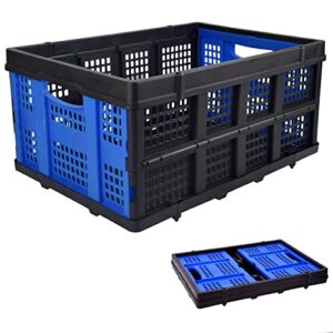 49l collapsible plastic storage basket, foldable storage bin organizer, stackable folding crate for farm home office(1 pack)