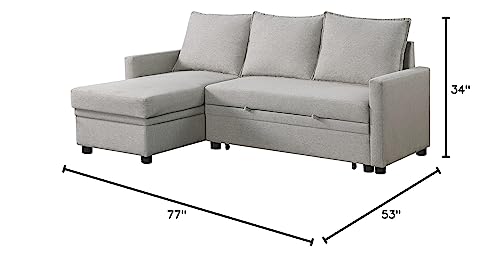 Devion Furniture Andy Sectional Sleeper Sofa Bed, Light Gray