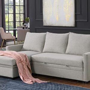 Devion Furniture Andy Sectional Sleeper Sofa Bed, Light Gray