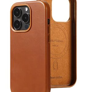 LONLI Edition - (for iPhone 14 Pro) - Premium European Genuine Leather Case - Develop Patina Over Time - Compatible with Magsafe Brown