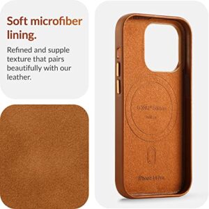 LONLI Edition - (for iPhone 14 Pro) - Premium European Genuine Leather Case - Develop Patina Over Time - Compatible with Magsafe Brown