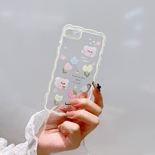 SZXYCZL Compatible with iPhone 7/8 SE Case Cute Cartoon Floral Butterfly Design for Women Girls Aesthetic Kawaii Slim Soft TPU Transparent Cover for iPhone 7/8 SE 4.7 inch (Yellow)