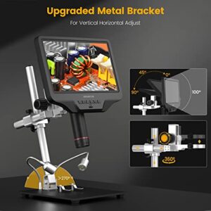 Andonstar AD409-Pro 10.1'' LCD Digital Microscope, HDMI Soldering Microscope Pro Metal Stand, USB Electronic Microscope Inspection Camera for Circuit Board Phone Repair Measure Software Windows PC