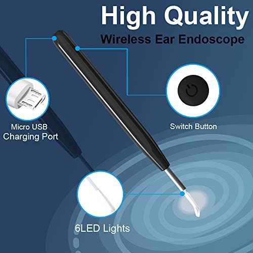 Earwax Removal with Camera 1080P HD Camera Otoscope Ear Camera and Wax Remover Ear Cleaning Kit Ear Wax Removers Wireless Ear Cleaner USB Digital Microscope Earwax Pick Accessories for Adults Baby