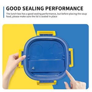 AQEENURA Small Bento Lunch box for kids Toddlers 2-7 ages,loncheras para nios,lunch containers for girls boys lunch box for school 500ML 3 Compartment with Spoon Stainless Steel Durable (Blue)