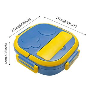 AQEENURA Small Bento Lunch box for kids Toddlers 2-7 ages,loncheras para nios,lunch containers for girls boys lunch box for school 500ML 3 Compartment with Spoon Stainless Steel Durable (Blue)