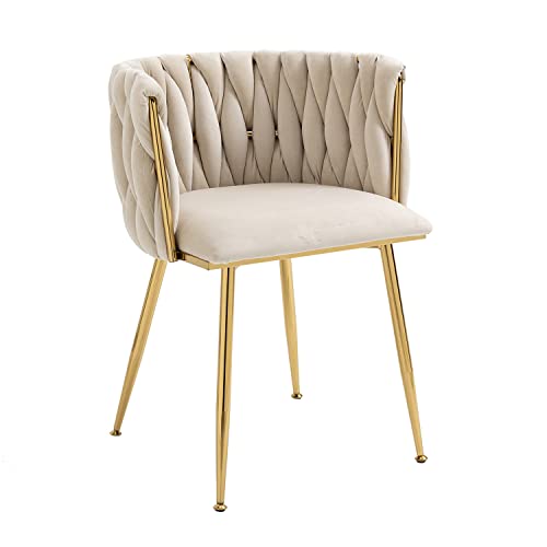 Kiztir Modern Velvet Dining Chair with Gold Metal Legs, Set of 4 Luxury Tufted Dining Chairs for Living Room, Bedroom, Kitchen