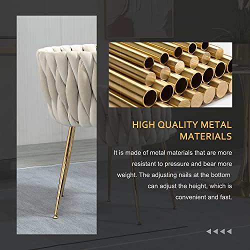 Kiztir Modern Velvet Dining Chair with Gold Metal Legs, Set of 4 Luxury Tufted Dining Chairs for Living Room, Bedroom, Kitchen