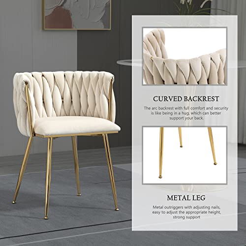 Kiztir Modern Velvet Dining Chair with Gold Metal Legs, Set of 4 Luxury Tufted Dining Chairs for Living Room, Bedroom, Kitchen