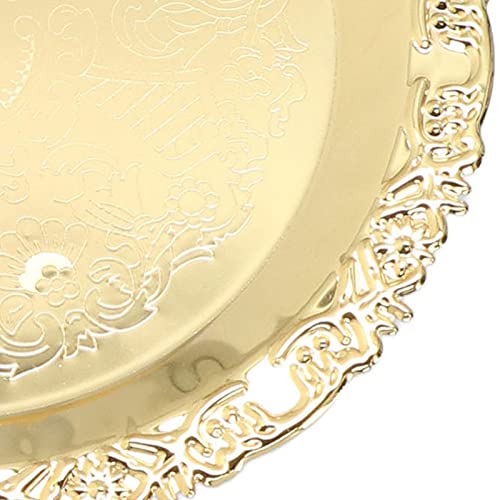 Round Fruit Tray, Gold Plated Stainless Steel Multifunctional Good Decoration Decorative Dessert Plate for Ceremony