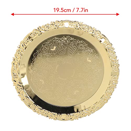 Round Fruit Tray, Gold Plated Stainless Steel Multifunctional Good Decoration Decorative Dessert Plate for Ceremony