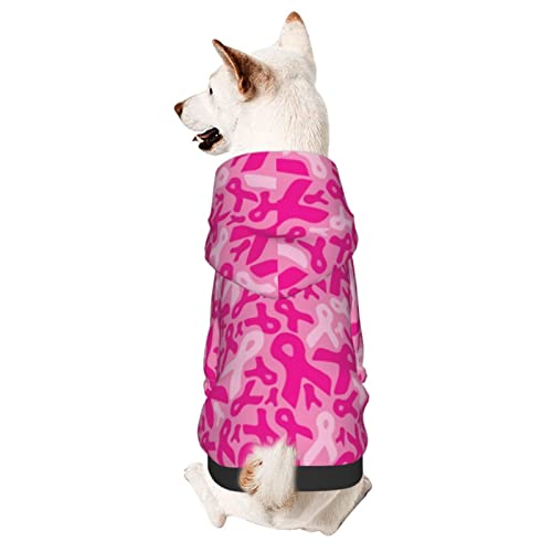 Small Pet Sweaters with Hat Breast Cancer Ribbons Cat Puppy Hoodie Pet Hooded Coat X-Small