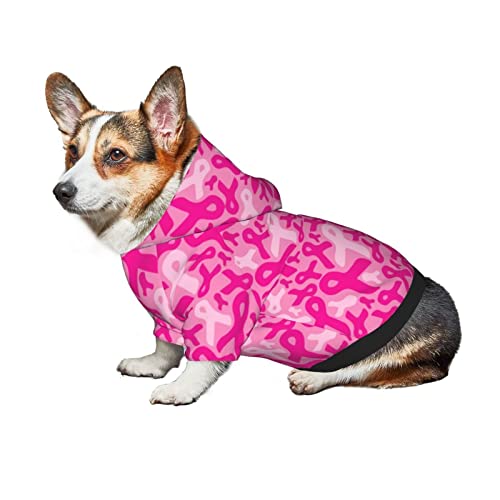 Small Pet Sweaters with Hat Breast Cancer Ribbons Cat Puppy Hoodie Pet Hooded Coat X-Small