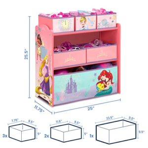 Delta Children Chair Desk with Storage Bin + Design and Store 6 Bin Toy Storage Organizer, Disney Princess (Bundle)