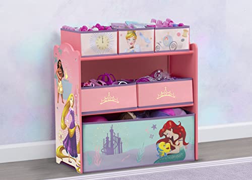 Delta Children Chair Desk with Storage Bin + Design and Store 6 Bin Toy Storage Organizer, Disney Princess (Bundle)