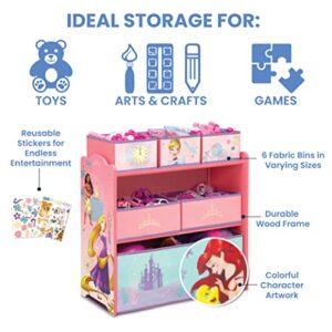 Delta Children Chair Desk with Storage Bin + Design and Store 6 Bin Toy Storage Organizer, Disney Princess (Bundle)