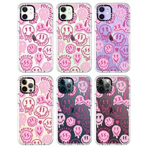 MOSNOVO Compatible with iPhone 12 Case, [Buffertech 6.6 ft Drop Impact] [Anti Peel Off Tech] Clear TPU Bumper Phone Case Cover Pink Smiles Face Designed for iPhone 12/12 Pro 6.1"