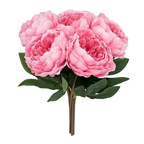 Softflame Artificial/Fake/Faux Flowers - Peony Hot Pink 6PCS for Wedding, Home, Party, Restaurant (850923)