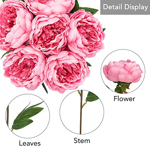 Softflame Artificial/Fake/Faux Flowers - Peony Hot Pink 6PCS for Wedding, Home, Party, Restaurant (850923)