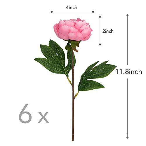 Softflame Artificial/Fake/Faux Flowers - Peony Hot Pink 6PCS for Wedding, Home, Party, Restaurant (850923)