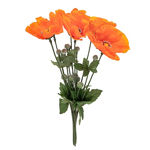 Softflame Artificial/Fake/Faux Flowers - Poppy Orange 6PCS for Wedding, Home, Party, Restaurant and Veterans Day