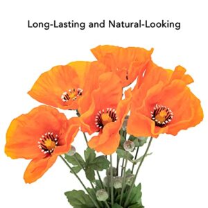 Softflame Artificial/Fake/Faux Flowers - Poppy Orange 6PCS for Wedding, Home, Party, Restaurant and Veterans Day