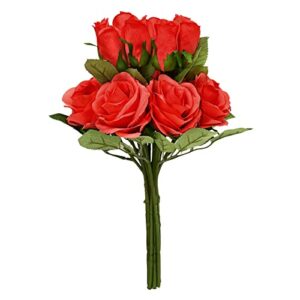 softflame artificial/fake/faux flowers - roses with 2 blooms red 10pcs for wedding, home, party, restaurant