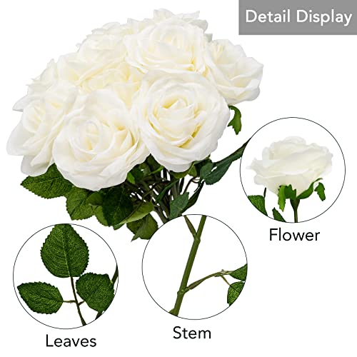 Softflame Artificial/Fake/Faux Flowers - Rose White 10PCS for Wedding, Home, Party, Restaurant