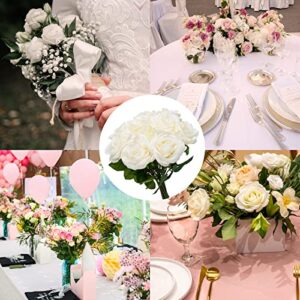 Softflame Artificial/Fake/Faux Flowers - Rose White 10PCS for Wedding, Home, Party, Restaurant