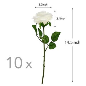 Softflame Artificial/Fake/Faux Flowers - Rose White 10PCS for Wedding, Home, Party, Restaurant