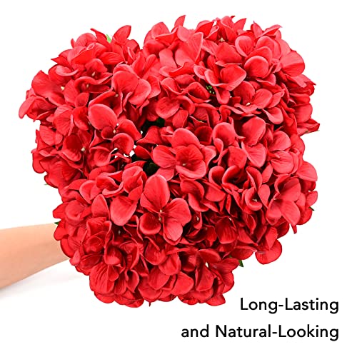 Softflame Artificial/Fake/Faux Flowers - Hydrangea Red 4PCS for Wedding, Home, Party, Restaurant