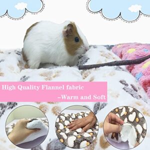 Irieiply 5 PCS 16"x12"x 2" Ultra Soft Cat Bunny Guinea Pig Hamster Bed Mats Small Animal Sleeping Bedding Pads with Cleaning Dustpan Brush, Cozy Rabbit Winter Sleep Cage Thickened Bed